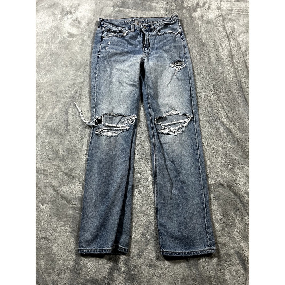 American Eagle Sz 6 Jeans Low Rise Baggy Straight Strigid Relax Light Wash